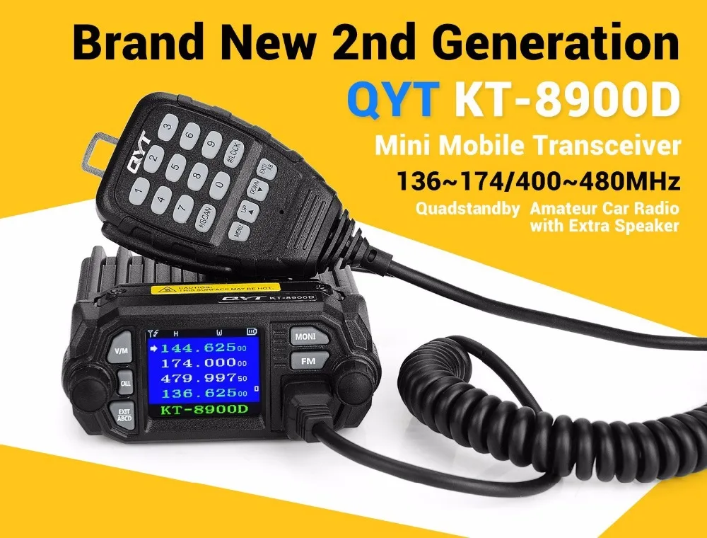 Распродажа! Qyt KT-8900D мини автомобилей Мобильный трансивер 25 Вт с Quad Band экран