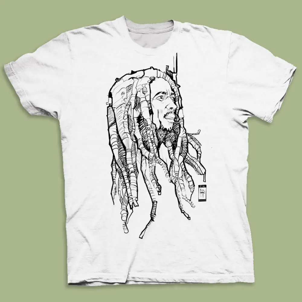 Забавная футболка Bob Marley Dreads Design Men'S Graphic Tee Sketch Reggae-Jamaican унисекс 2019 | Мужская