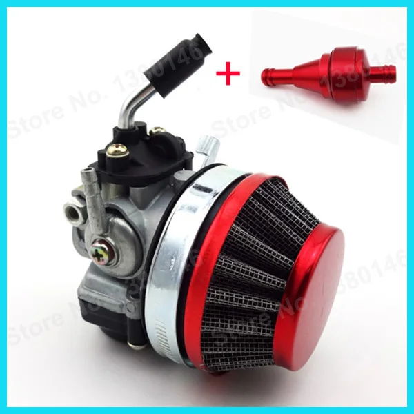 Red Racing Carb Carburetor + Gas Fuel filter For 2 stroke Gas Motorized
