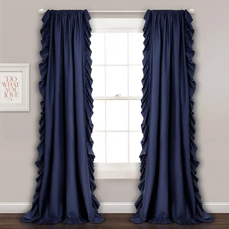 Lotus Leaf Cortinas Korean Ruffles Rod Pocket Solid Color Window