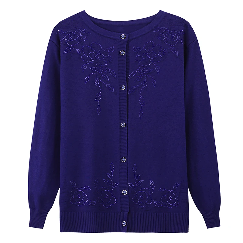 Old and Middle aged Spring and Autumn Woolen Sweaters Mothers Cardigan