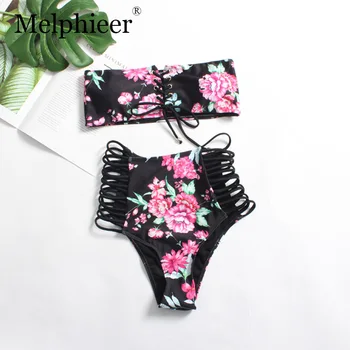 

String Bikini Push Up Bathing Suit Women Sexy High Waist Swimwear Bandeau Swimsuit Maillot String Cut Out Biquinis 2019 XL