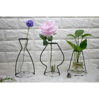 

Black Lines Vase Flower Iron Minimalist Racks Dried Vase Nordic Abstract Ornaments