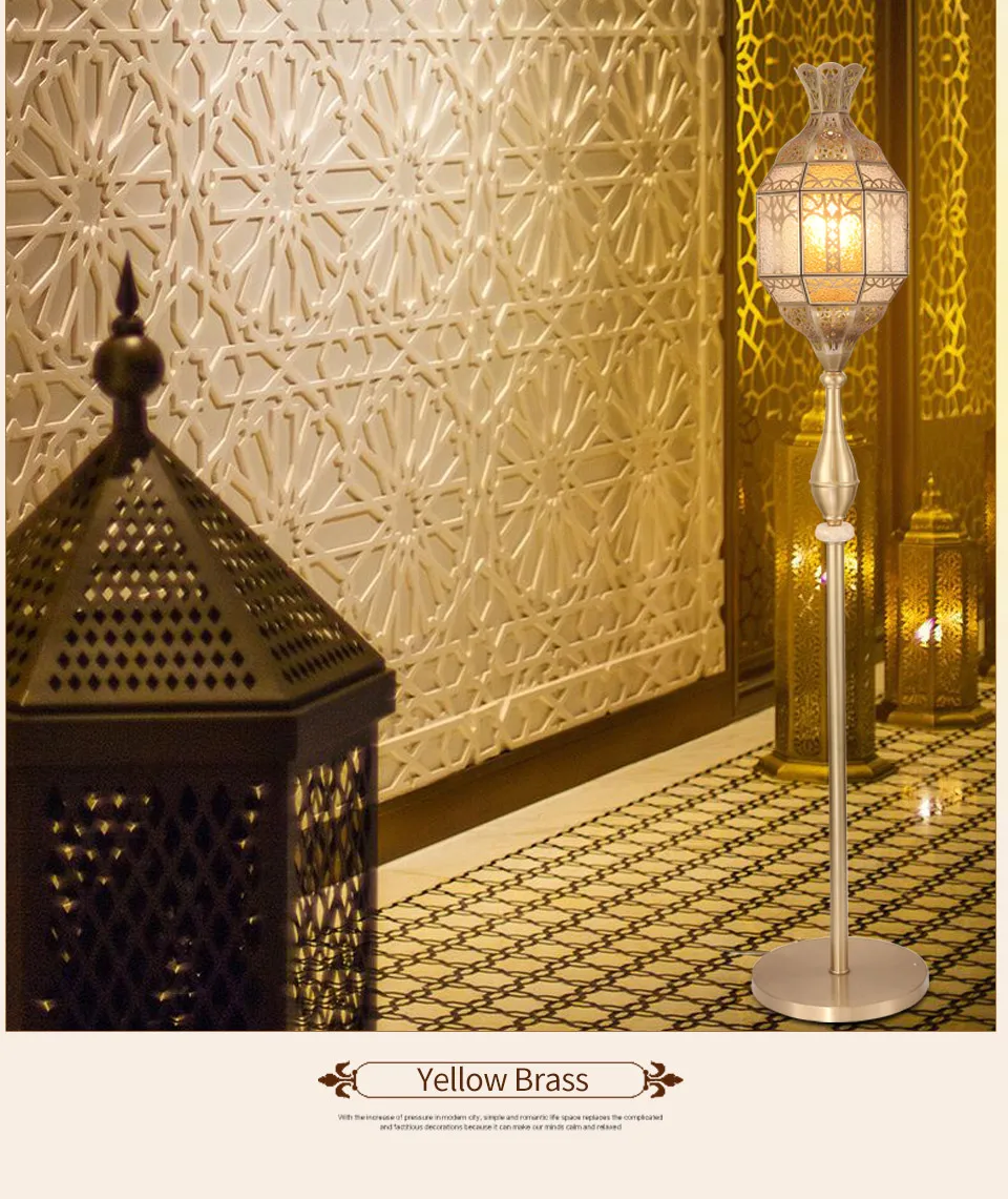 Арабские Золотой led e14 лампы медь шикарная Напольная Лампа античный европейском стиле творческий пол свет гостиная ресторан освещение