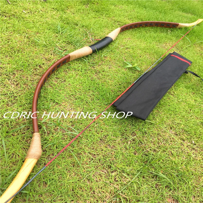 

Outdoor Archery Brown Genuine Leather Bow Handmade Traditional Longbow20-60ibs