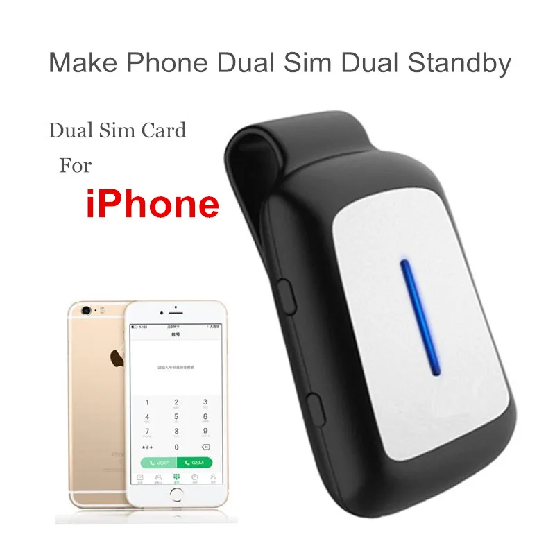 

Bluetooth Dual SIM Card Adapter For iPhone X 7 8 Plus Bluetooth 4.0 Dual Sim Standby Two Active Sim Cards Adaptor for iPod&iPad