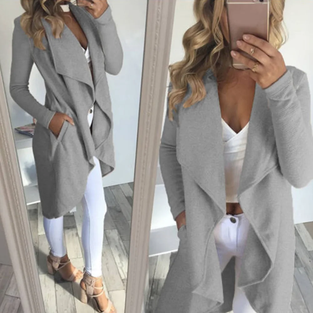 Новинка Осенний Женский Тренч женский длинный рукав длинная линия Collared Duster