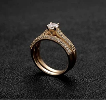 

Real Austrian Crystals Brand gold Plated AAA Zirconia Micro Inlays Fashion Ring for women New Double Round RG10345