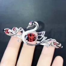 Браслет натуральный настоящий Гранат 925 Серебро 1.5ct* 1 шт, 0.3ct* 1 шт драгоценный камень лебедь стиль ювелирные изделия# T18060511