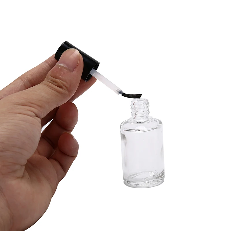 

Transparent Glass Empty Nail Polish Bottle With Brush Cosmetic Nail Containers 10ml 15ml High Quality