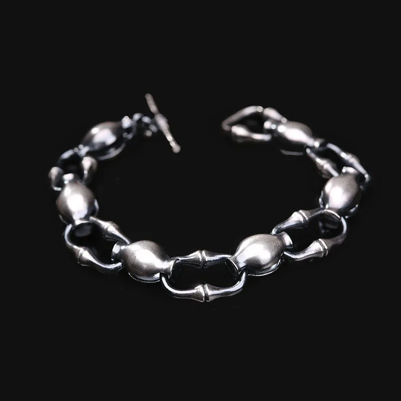 

990 fine silver retro Thai silver hand-made character bracelet men's motorcycle punk simplified factory direct sale