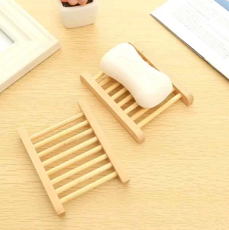 Natural Wooden Soap Dishes Soap Tray Holder Storage Soap Rack Plate Box