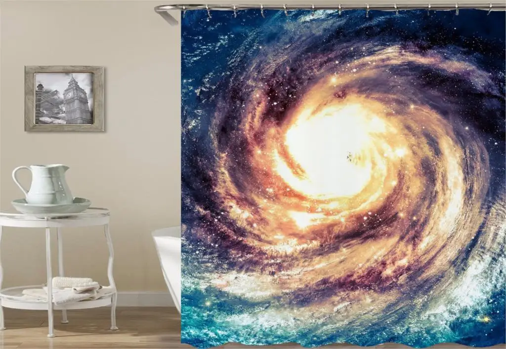 Дропшиппинг 3d принт занавески Galaxy узор шторы для Ванная комната Водонепроницаемый ткань ванна шторы настроены Размеры