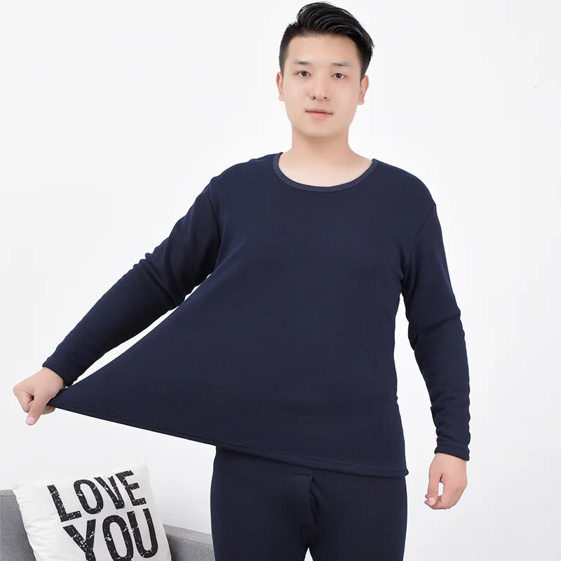 XL-7XL Thermal underwear sets fleece thick solid winter inner wear soft warm undershirt underpants 2 pieces set men Long Johns