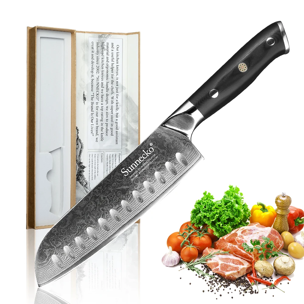 Sunnecko " дюймов нож шеф-повара Santoku японский VG10 стальное лезвие бритвы острый дамасский режущий шеф-повара кухонные ножи G10 Ручка