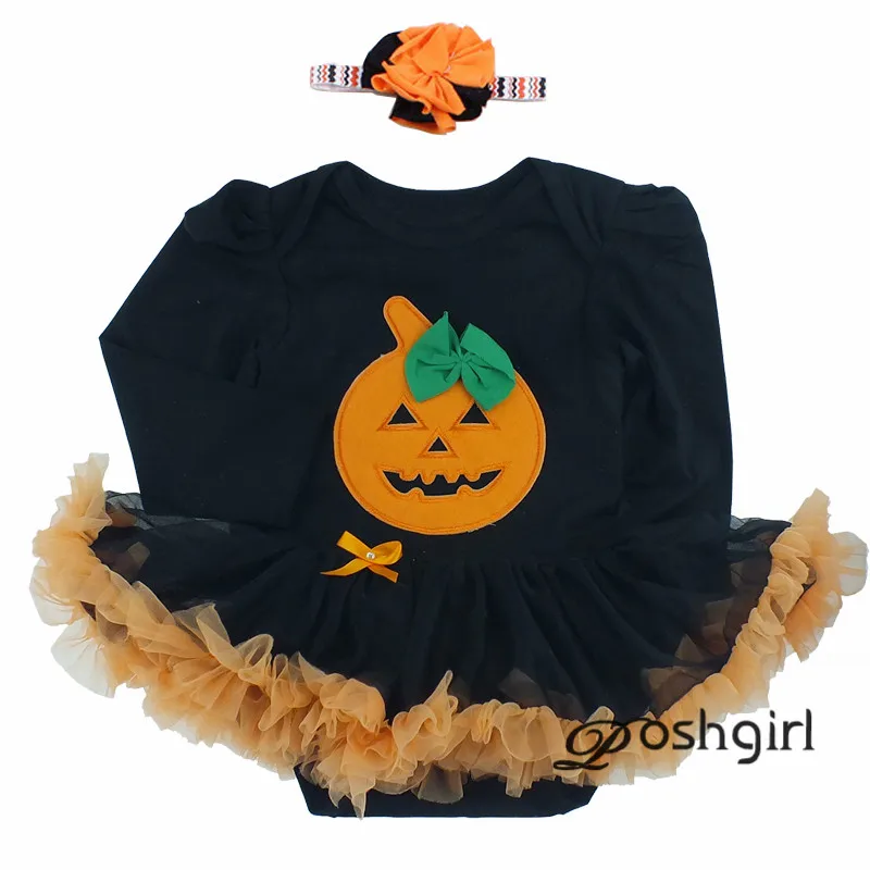 Halloween Baby Dress Set Girl Tutu Lace Black Romper Clothing Newborn Ruffle Girl Gowns Party