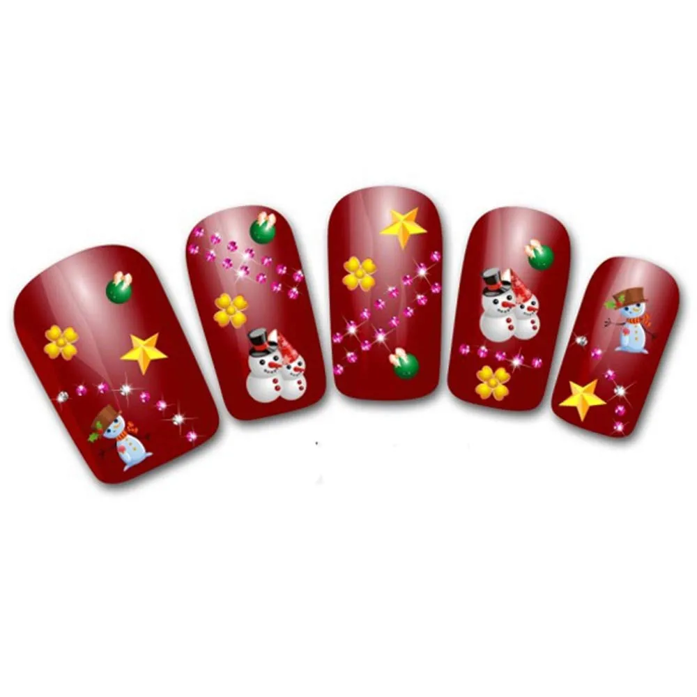 Sliders For Nail Art Decorations Women's Christmas 3d Nail Decals Water Transfer Stickers For Nails Finger Nagels Spulletjes#y2 - Цвет: F