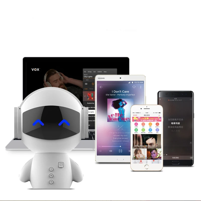

JOZQA Robot Loudspeaker Bluetooth Speaker Portable Stereo Handsfree Music Square Box Mini Wireless Speaker for Phone PC Laptop