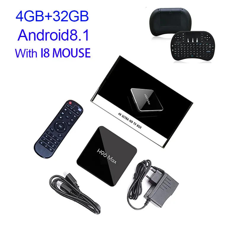 32gb with i8 H96 Max x2 caja de tv inteligente Android 8,1 четырехъядерный процессор Amlogic S905X2 LPDDR4 4 ГБ 32 ГБ 64 Гб 2,4G y 5 ГГц Wifi 4 K ТВ-приставка - Цвет: 32gb with i8