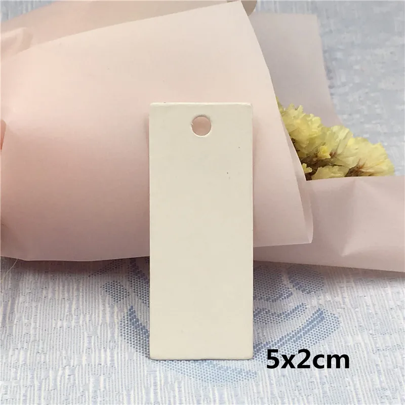 White 5x2cm 200 шт/партия, винтажный стиль, многоразмерная квадратная форма, висячая крафт-бумага, бирка, бумажная доска, ценник для праздничной конфетной сумки - Цвет: White 5x2cm