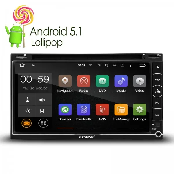 6.95 "Android 5.1 Леденец Quad Core 64-разрядная Операционная Система Двойной Дин Dvd-плеер Встроенный DAB + Стерео GPS/OBD2 головное устройство