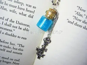 

12pcs/lot Eat Me Alice in Wonderland Necklace Magic Cork Vial Pendant White Rabbit Charm silver tone