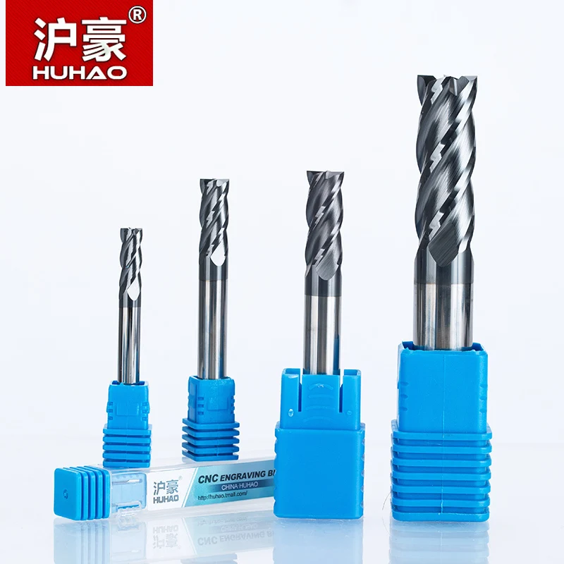 

HUHAO 1PC HRC45 Solid Carbide End Mill 4 flutes CNC Milling Cutter R1 1.5 2 3 4 6 8 10 20mm Router Bits For CNC Milling Machine