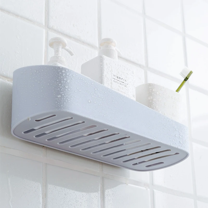 Bathroom Storage Rack Shower Shelf Plastic Home Decoration Free Punching Wall mount Organizer Kitchen Bathroom Accessories (6)