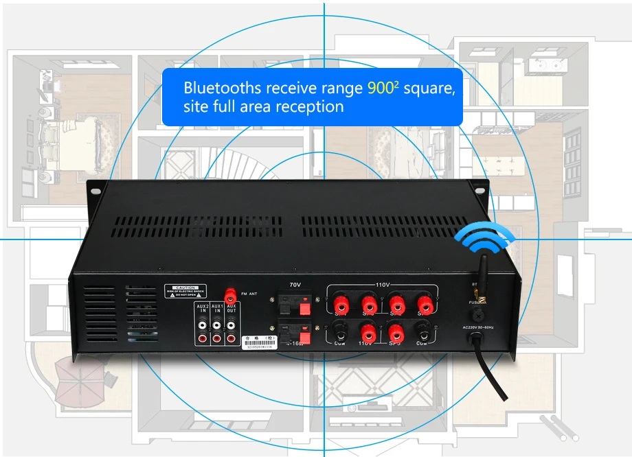 Oupushi система общественных адресов 540 Вт, 700 Вт усилитель мощности Blutooth 5 зон USB моно микшер Amp с USB/CD/AUX входами