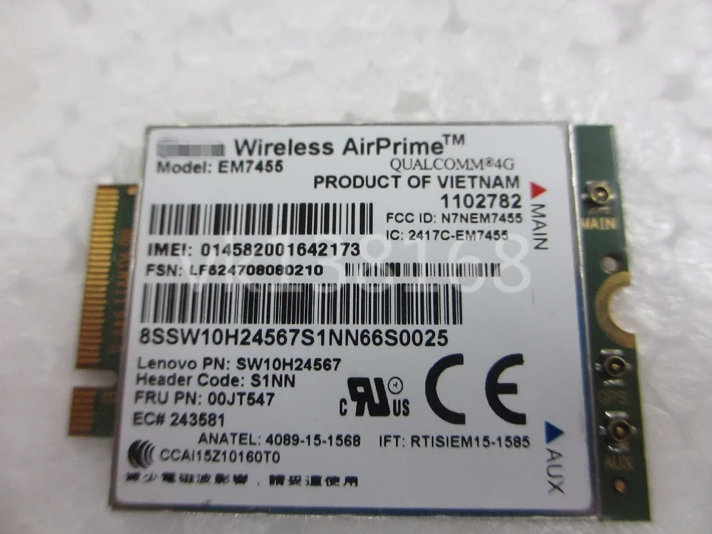 Wireless EM7455 4G LTE WWAN CARD for Lenovo Thinkpad T460 P50 P70 X1 CARBON FRU 00JT547in