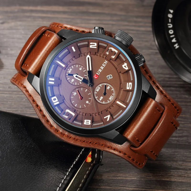Часы Curren Мужские спортивные повседневные кварцевые с кожаным ремешком|clock brand|clocks