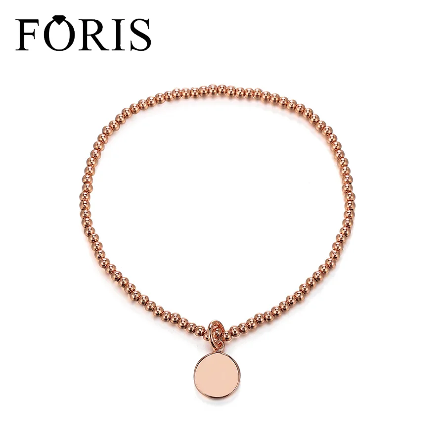 

FORIS Fashion Rose Gold 2.5mm Beads Round Elastic Bracelet For Women Gift Beautiful Jewelry PB010
