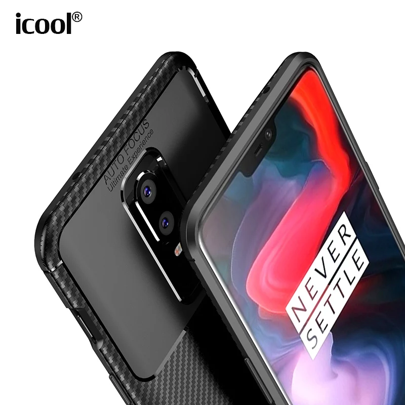 

icool for OnePlus 6 Case OnePlus6 Back Cover Carbon Fiber Slim Silicone Shockproof Soft TPU Case for OnePlus 6 Capa One Plus 6