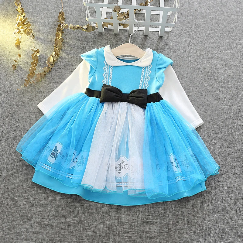 

Cute Girls Alice Dresses Girl Cartoon Cosplay Costume for Halloween Children Christmas Clothing Monsoon Kids Alice Cotton Dress