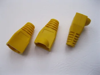

600 pcs RJ45 CAT5 8P8C Modular Plug Network Connector End Yellow Color Boot Cap