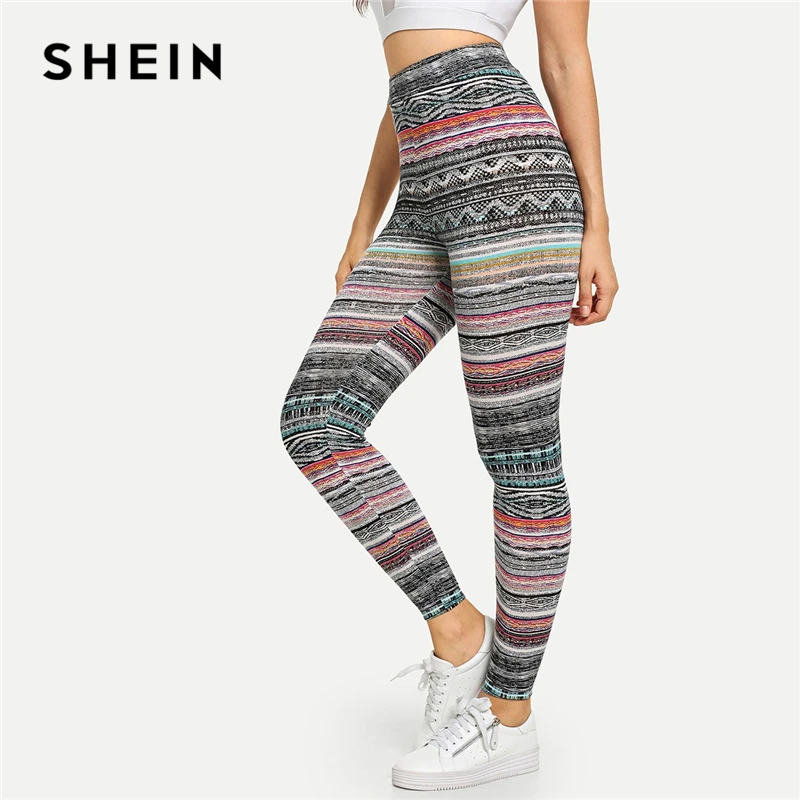 SHEIN Нарядные Легинсы С Этническим Принтом Спортивные Графическим В