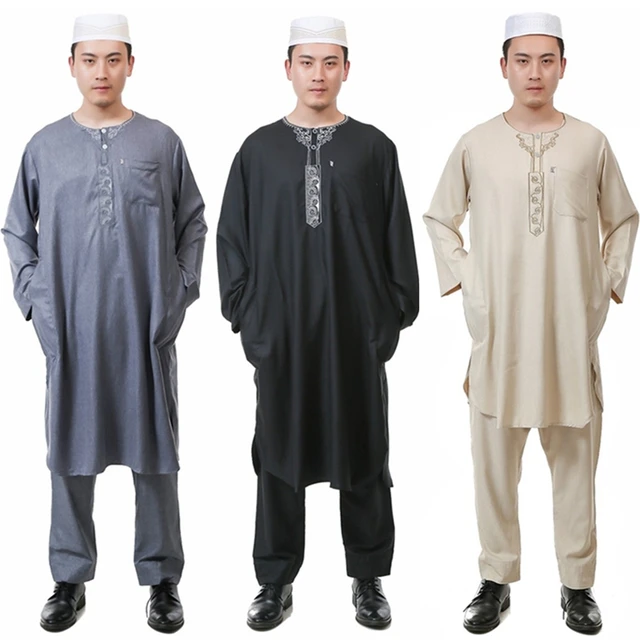 5Color Men Islamic Clothing Jubba Thobe Saudi Arabia Muslim Clothes