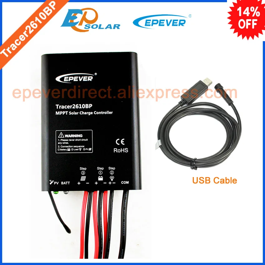

12v 24v auto work solar controller charging battery Tracer2610BP+USB cable communication PC 10A 10amp EPsolar