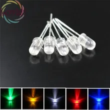 100 шт./лот, 11 цветов на выбор, 5 мм, Круглый, светодиодный, 5 мм, ультра яркий, светодиодный s светильник, излучающий диоды, электронные компоненты