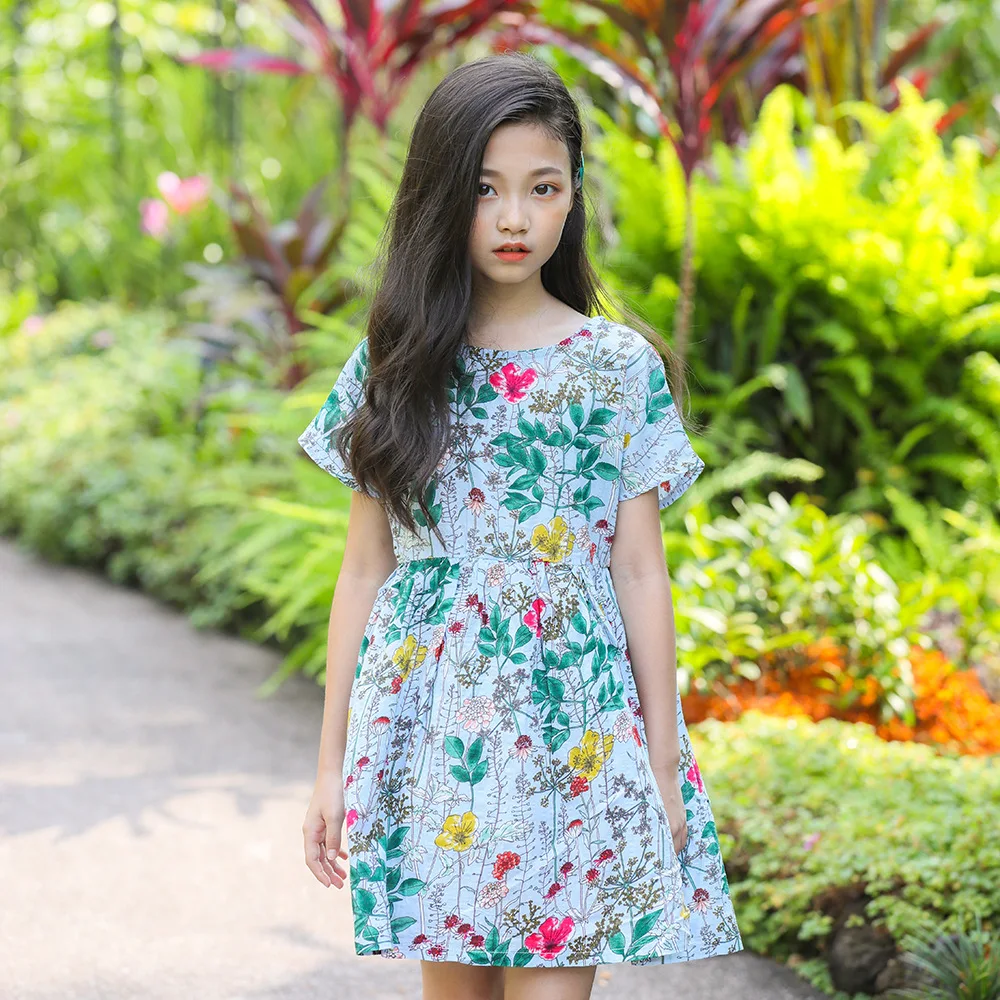 

2019 Summer Kids Bohemian Dress Floral Cotton Girls Dresses for Girls 10 Year Children Clothing Beach Dress Baby Girls Clothing