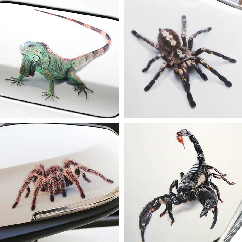 

3D Car Sticker Animals Bumper Spider Gecko Scorpions For Chery Tiggo Fulwin A1 A3 QQ E3 Geely Vision SC7 MK CK Cross Gleagle