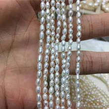 Высокое качество 3 мм натуральный пресноводный жемчуг бусины белые овальные жемчужные бусины для DIY ожерелье браслет ювелирных изделий