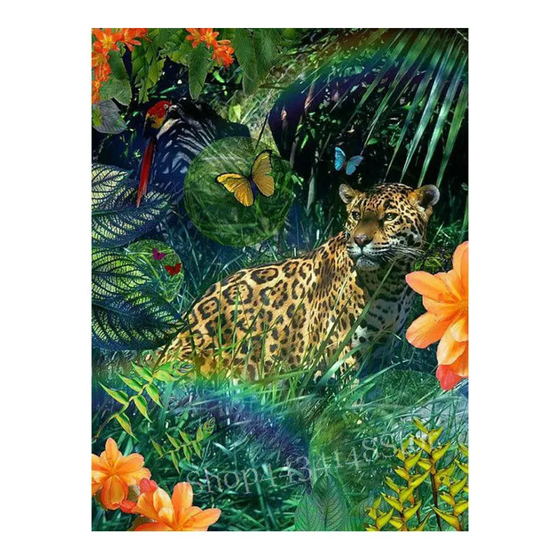 5d diy diamond painting tiger forest picture animal crystal mosaic full square 3D round drill embroidery home decor | Дом и сад