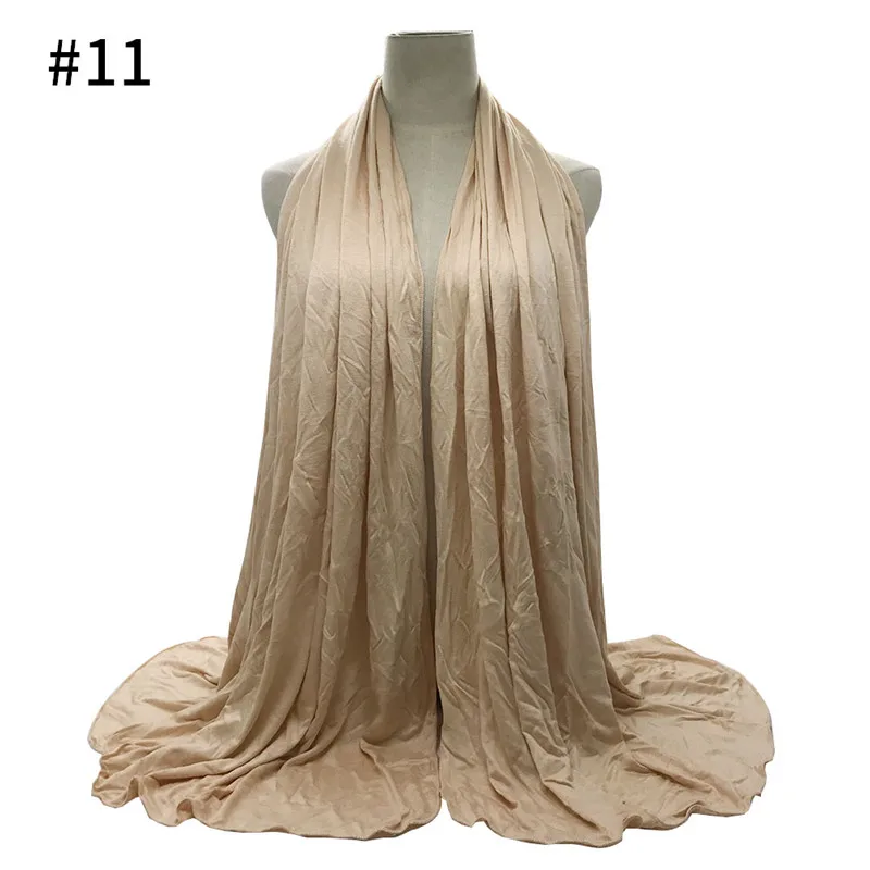 Мягкий базовый хлопковый эластичный трикотаж большого размера, 28 цветов, модная однотонная шаль из вискозы, мусульманские женские шарфы хиджабы-шарфы, 9 шт - Цвет: number 11