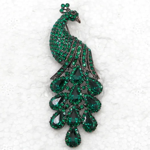 

Wedding party jewelry brooch Green Rhinestone Peacock Pin brooches C250 M3