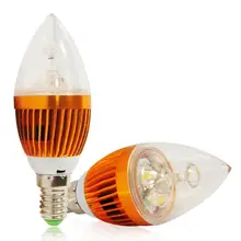 1Piece E14 Candle Lamp 3 LED Bulb 9 W LED Lamp Warm White Light 2700-3500K 60 Degree Angle Lampada 900LM Night Lighting 85-285V