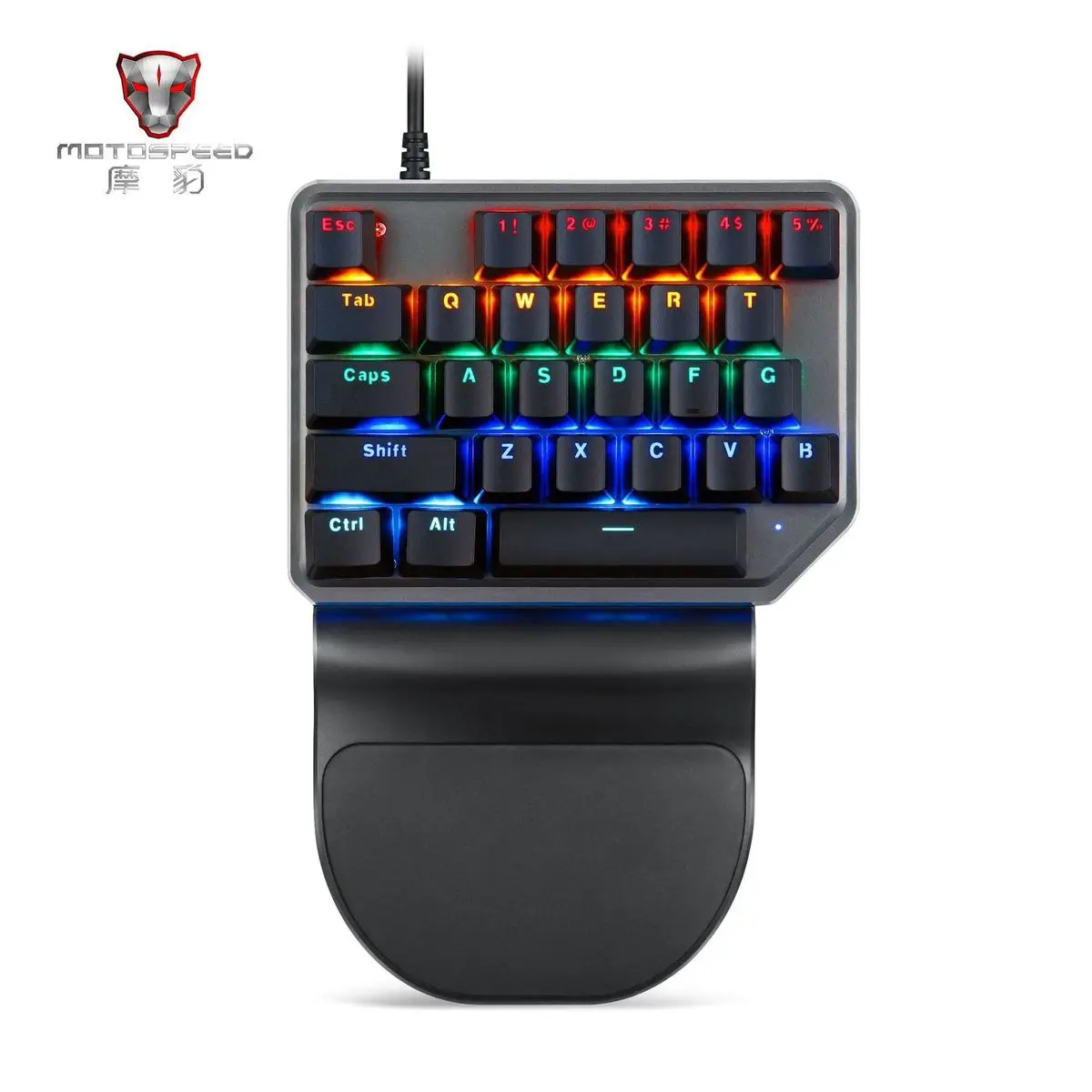 

Motospeed K27 Ergonomic USB Wired Single-handed Mechanical Keyboard Blue Switch 9 Colors Backlight Keypad With Hand Rest Balck