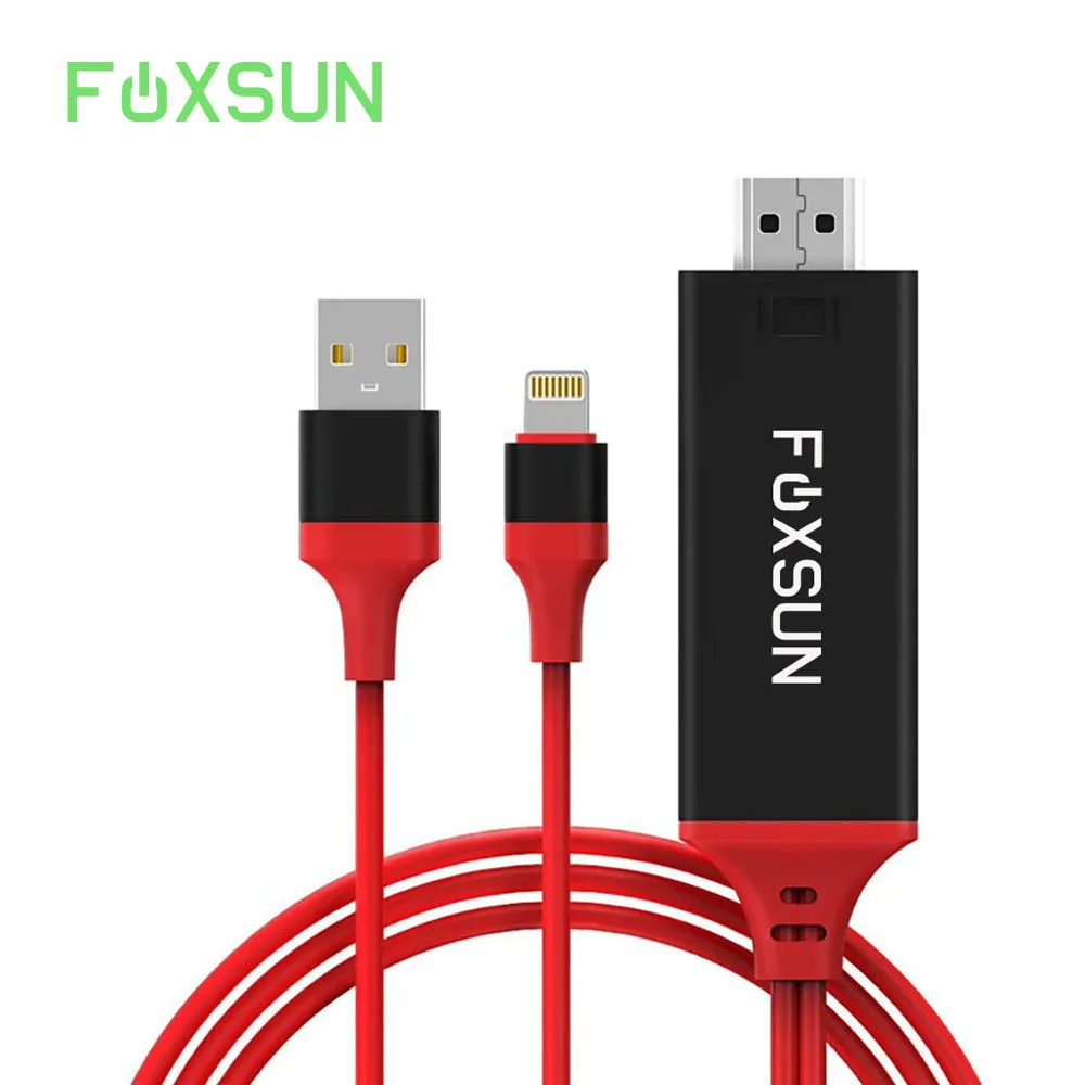 FOXSUN ل البرق إلى كابل Hdmi محول ل فون البرق الرقمية AV محول 1080 وعاء MHL إلى HDMI تحويل ل فون 8/7/6