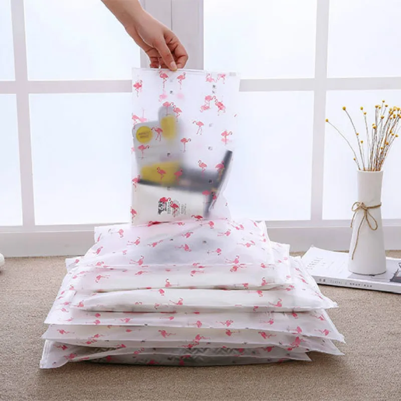 50 шт. нижнее белье одежда молния ziplock Герметичные Сумка для хранения пятно Фламинго Водонепроницаемый Путешествия упаковки сумки большой пластиковый мешок
