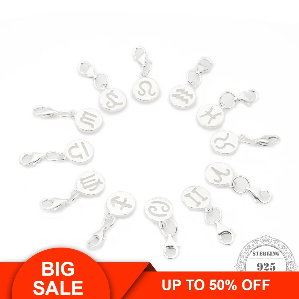 

Hemiston Thomas Disc with Signs of the Zodia Pattern 100% 925 Sterling Silver Charm Jewelry for Women and Men Party Gift TS 431